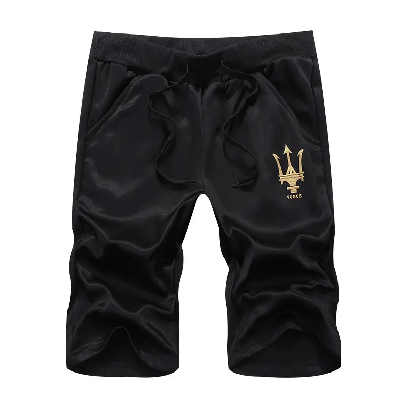 Men Navy Blue Cotton Cropped Trousers with Logo