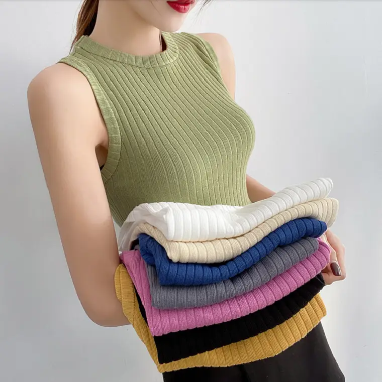 Women Knitted Sleeveless Vest Black Slim Fit - Image 10