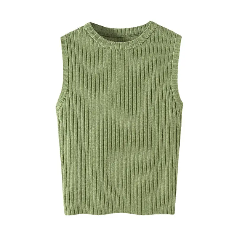 Women Knitted Sleeveless Vest Black Slim Fit - Image 11