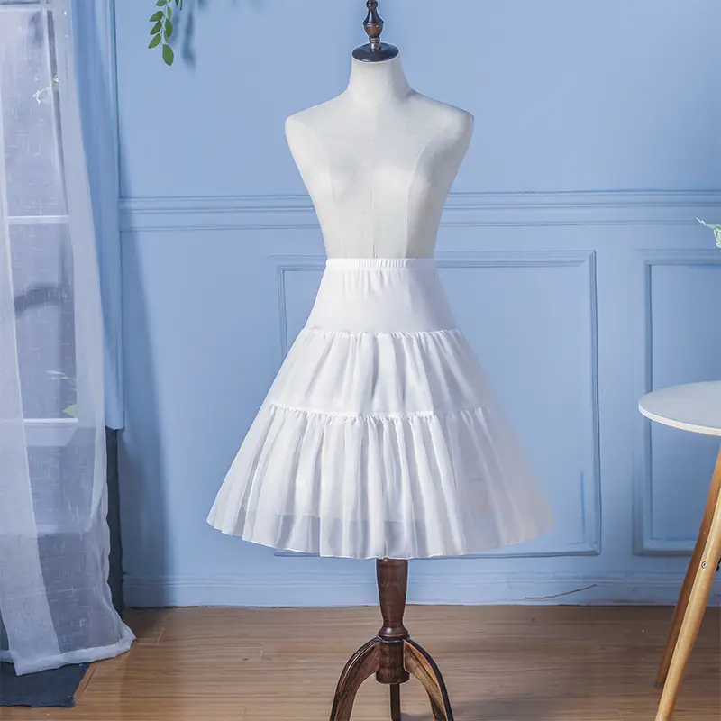 White Tiered Lolita Petticoat Skirt for Girls - Image 4