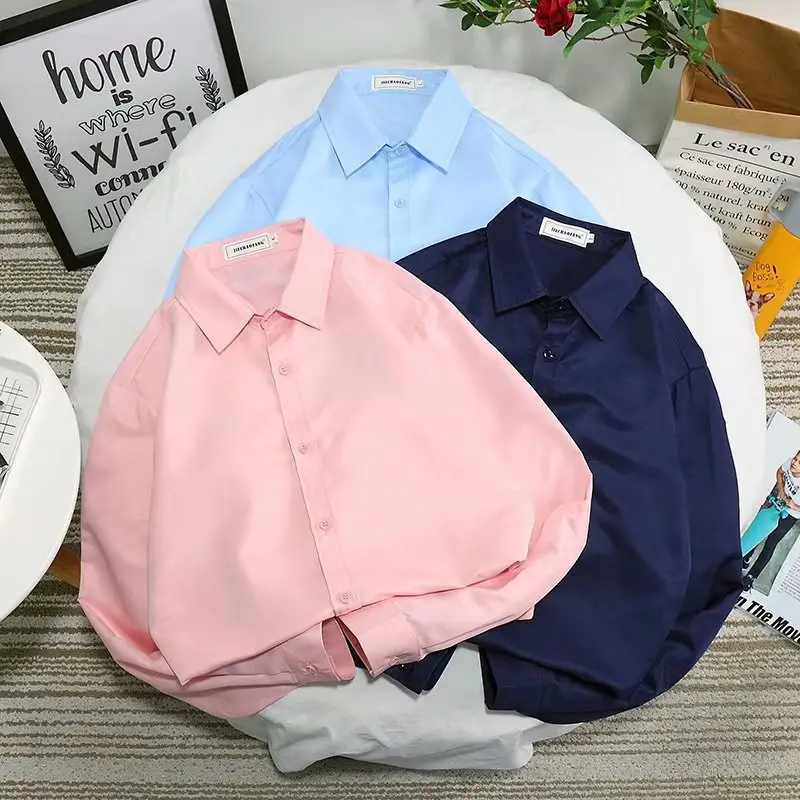 Men Slim Fit Long Sleeve Shirt Red Button Collar — feature 4