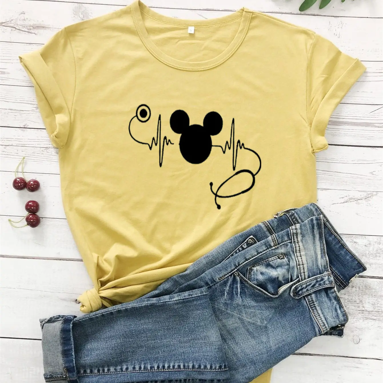 Mickey Mouse Stethoscope White T-Shirt Short Sleeve - Image 10