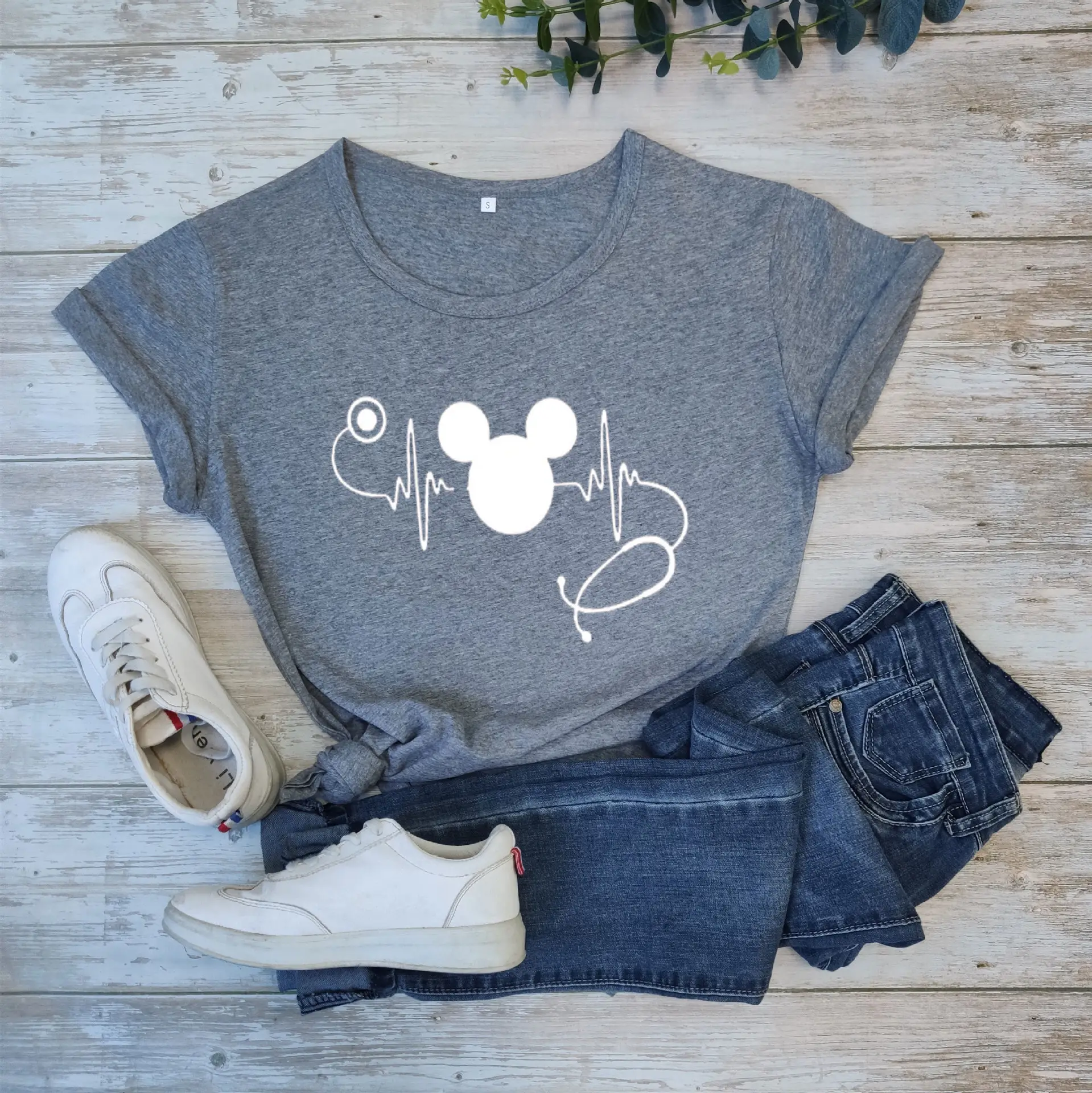 Mickey Mouse Stethoscope White T-Shirt Short Sleeve - Image 12