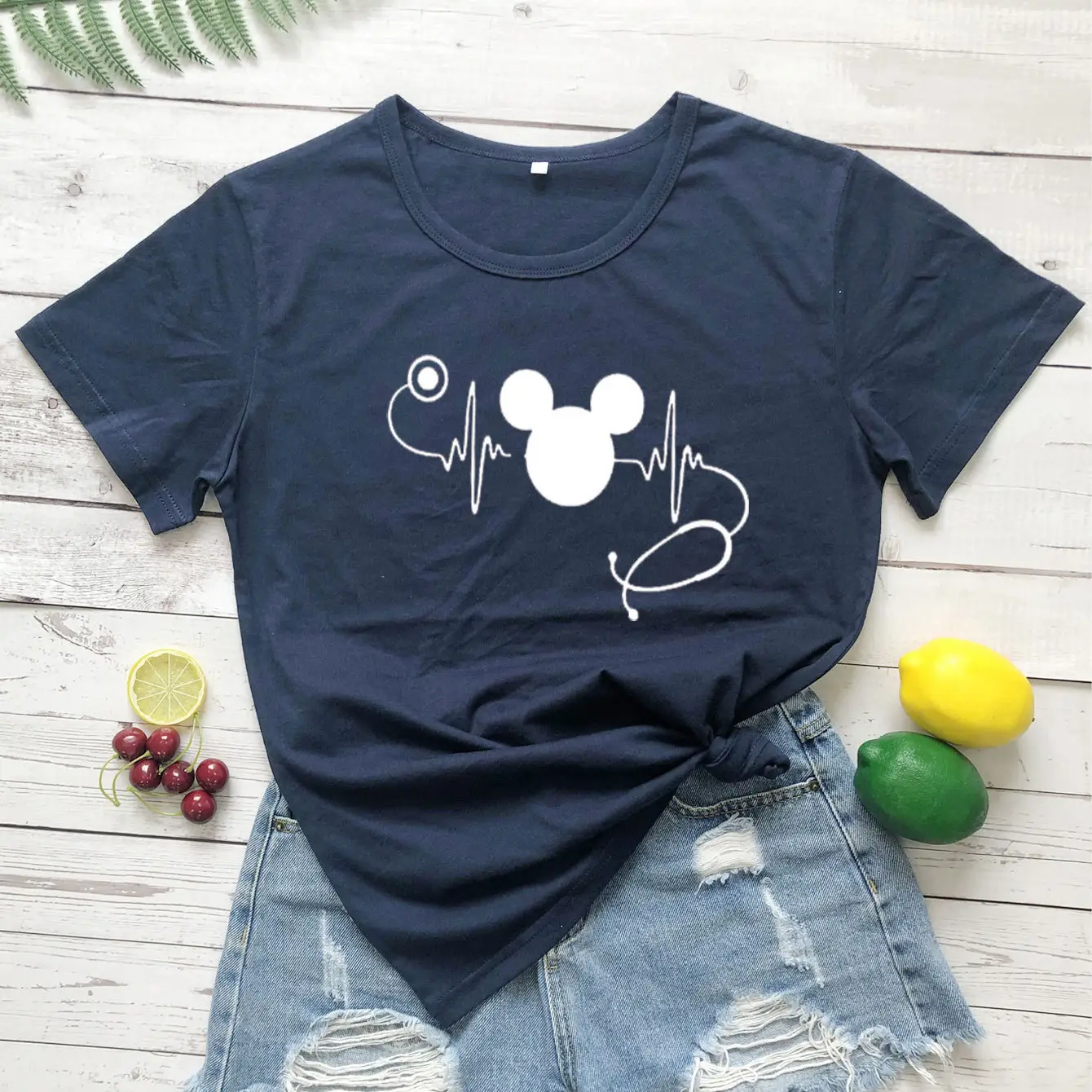 Mickey Mouse Stethoscope White T-Shirt Short Sleeve - Image 13