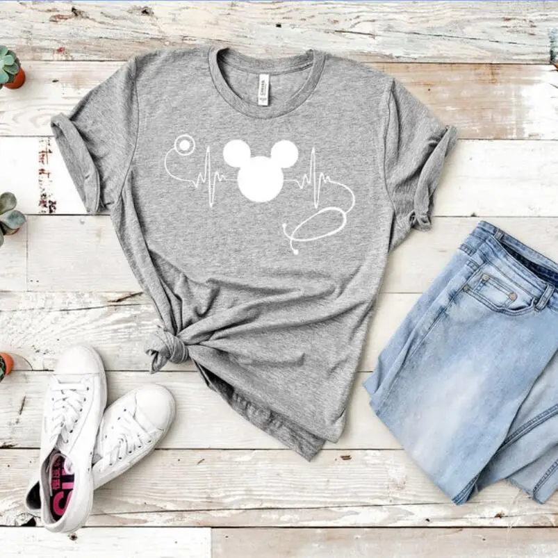 Mickey Mouse Stethoscope White T-Shirt Short Sleeve - Image 14