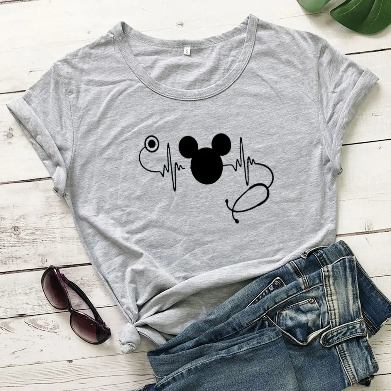 Mickey Mouse Stethoscope White T-Shirt Short Sleeve - Image 3