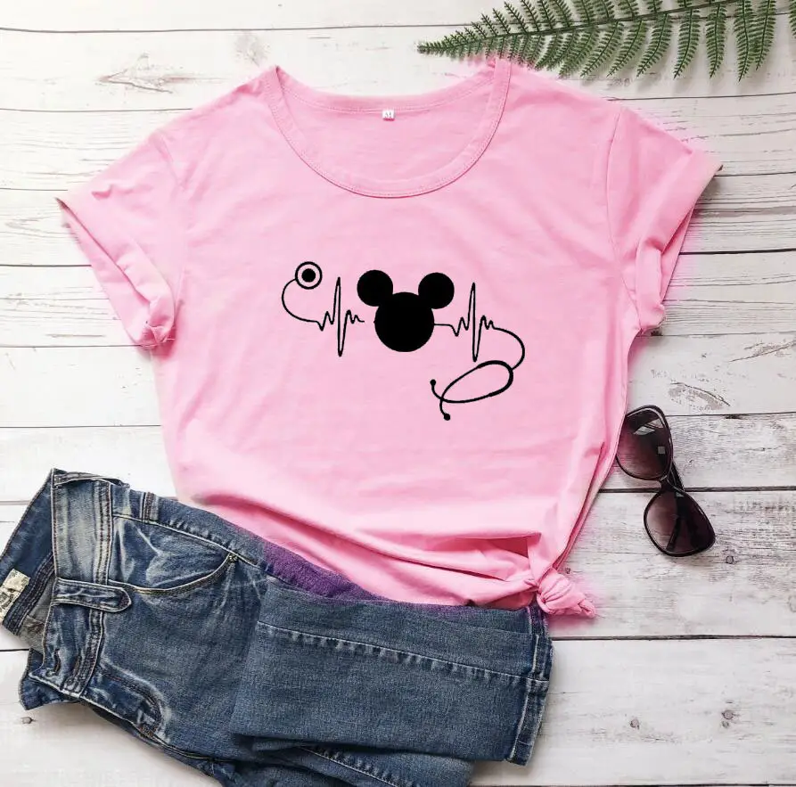 Mickey Mouse Stethoscope White T-Shirt Short Sleeve - Image 4