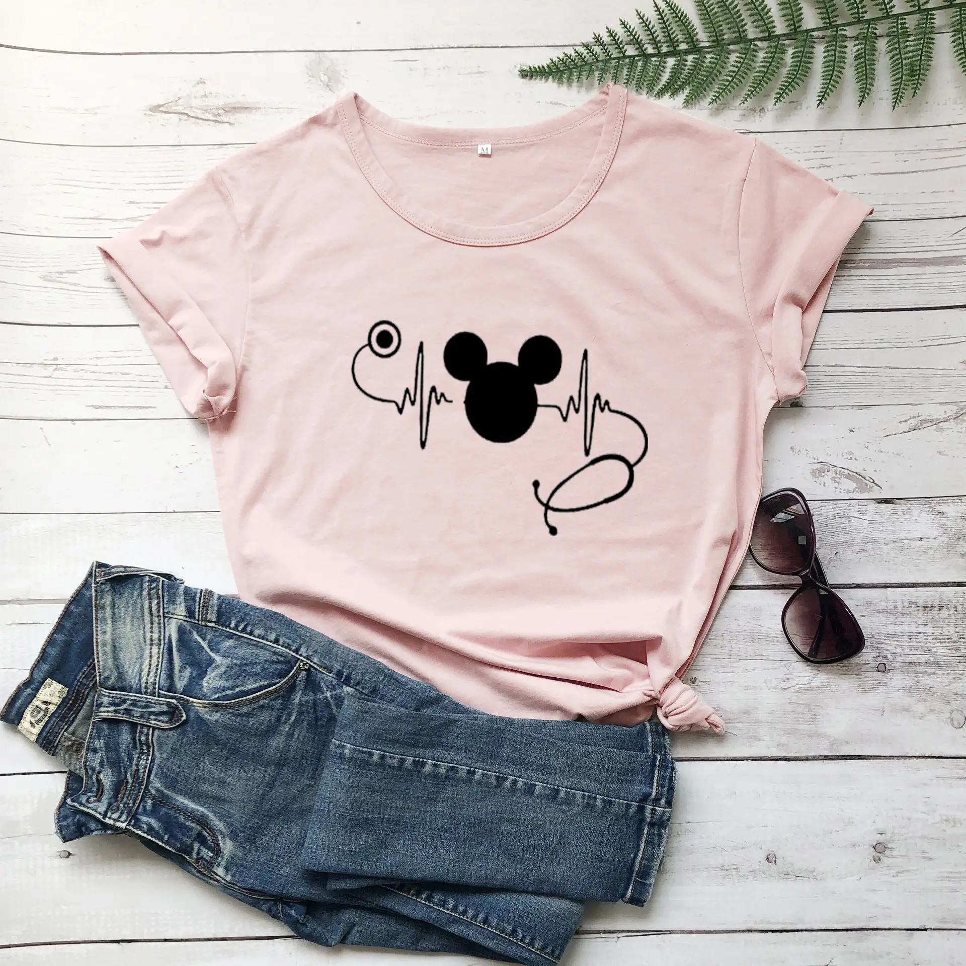 Mickey Mouse Stethoscope White T-Shirt Short Sleeve - Image 6