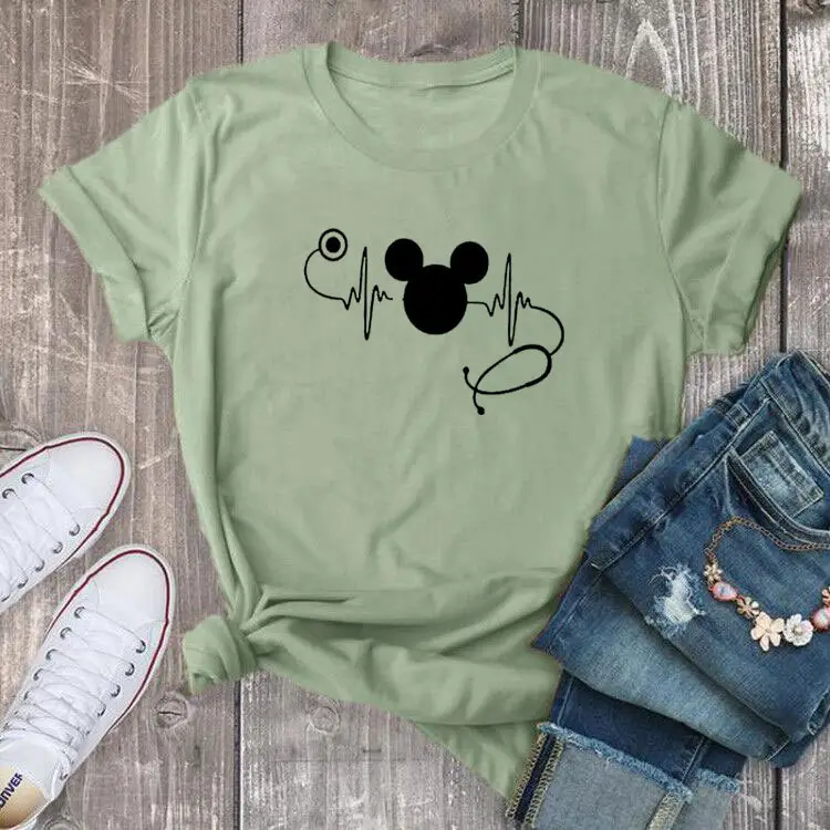 Mickey Mouse Stethoscope White T-Shirt Short Sleeve - Image 7