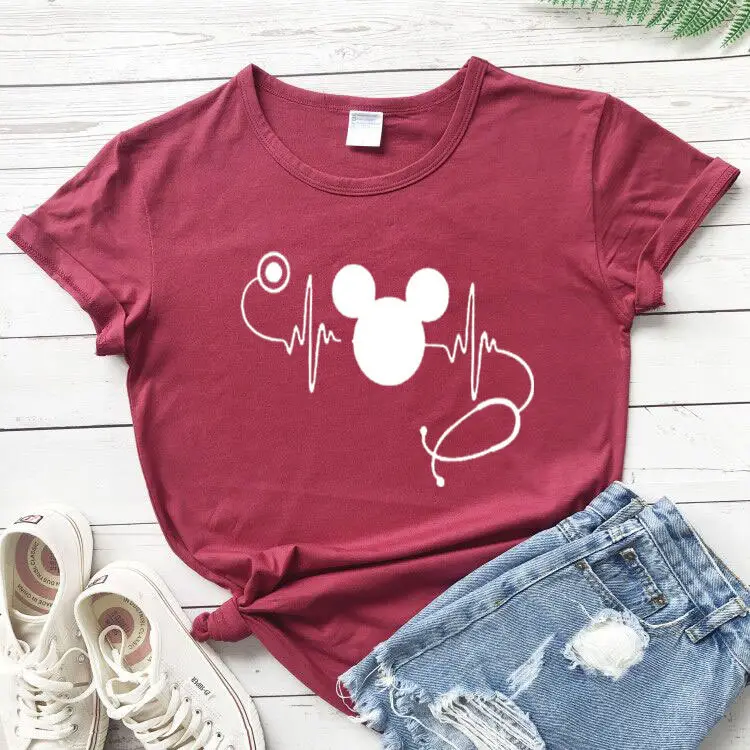 Mickey Mouse Stethoscope White T-Shirt Short Sleeve - Image 9
