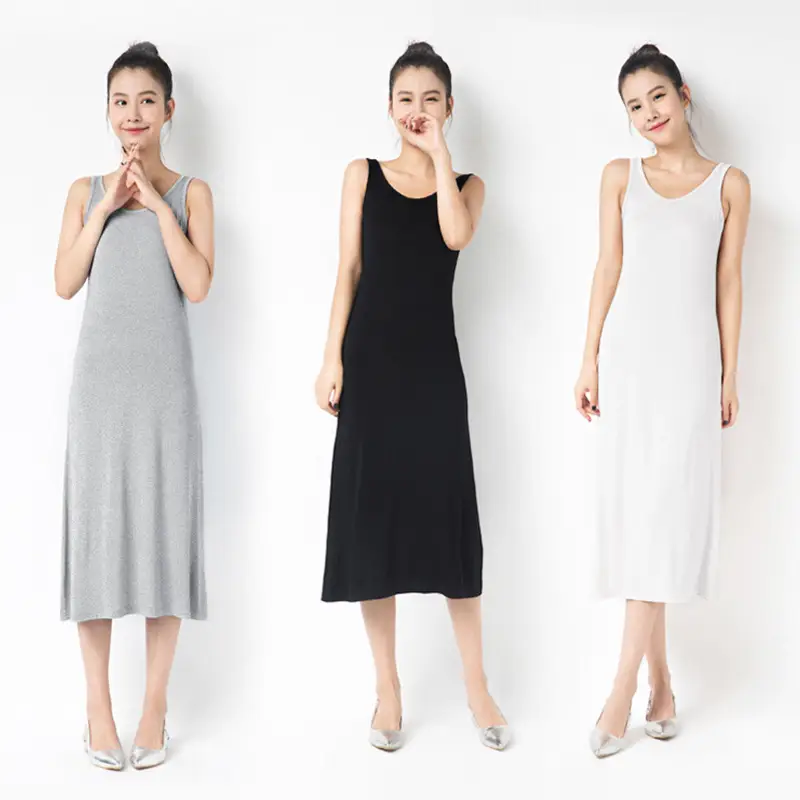 2024 New Modal Sling Skirt Grey Long Dress Women