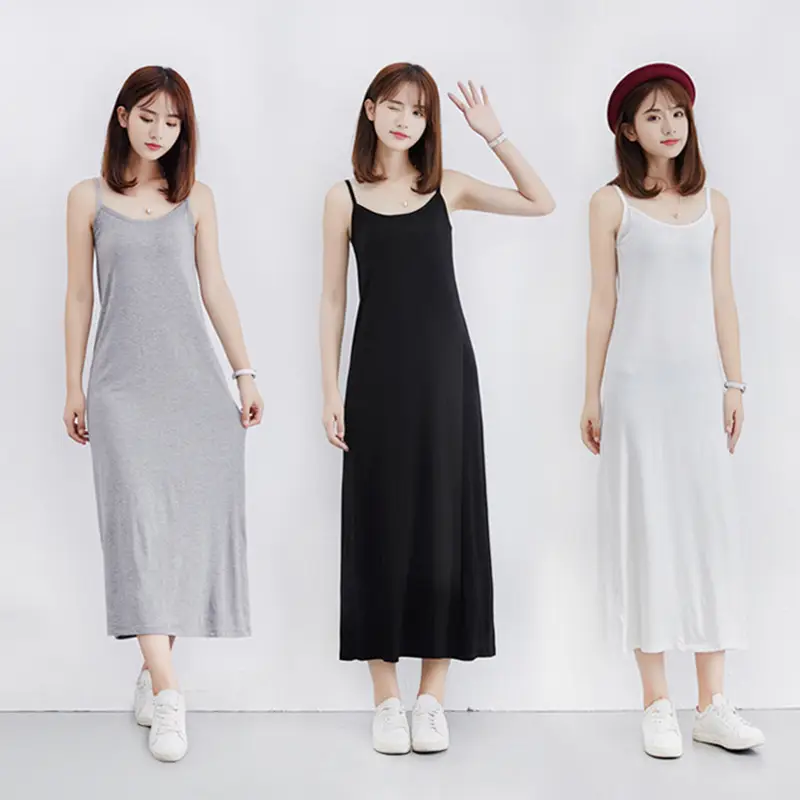 2024 New Modal Sling Skirt Grey Long Dress Women