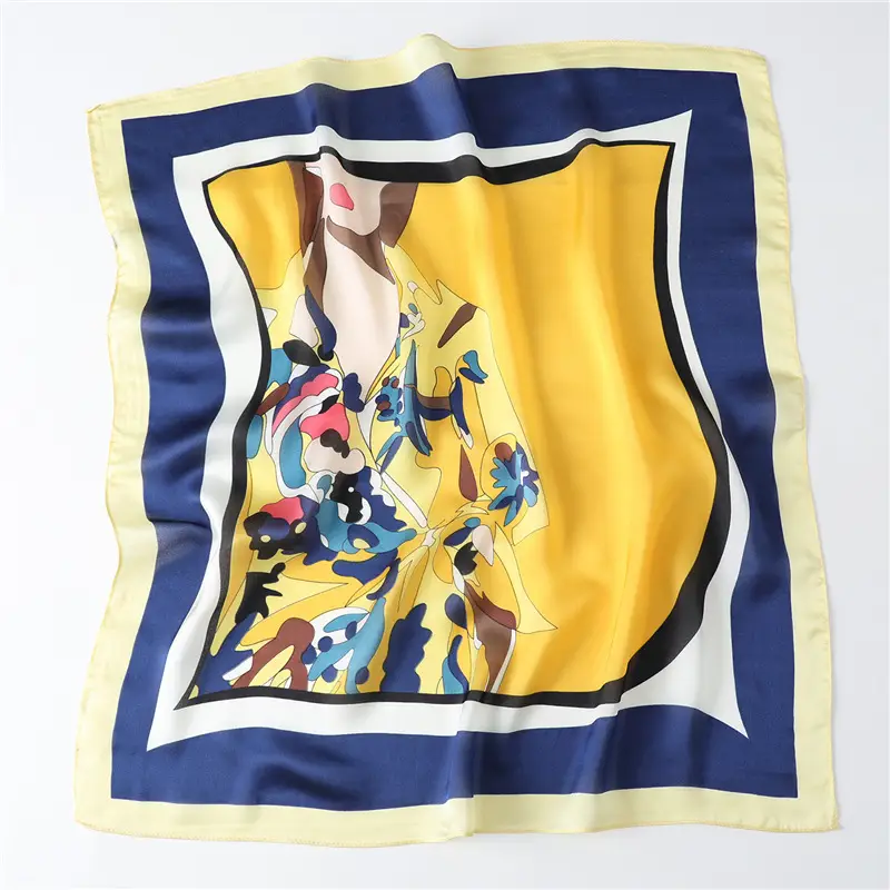 Spring Silk Scarf with Floral Print Green - Image 2