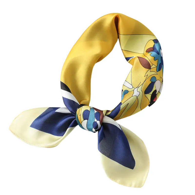 Spring Silk Scarf with Floral Print Green - Image 75