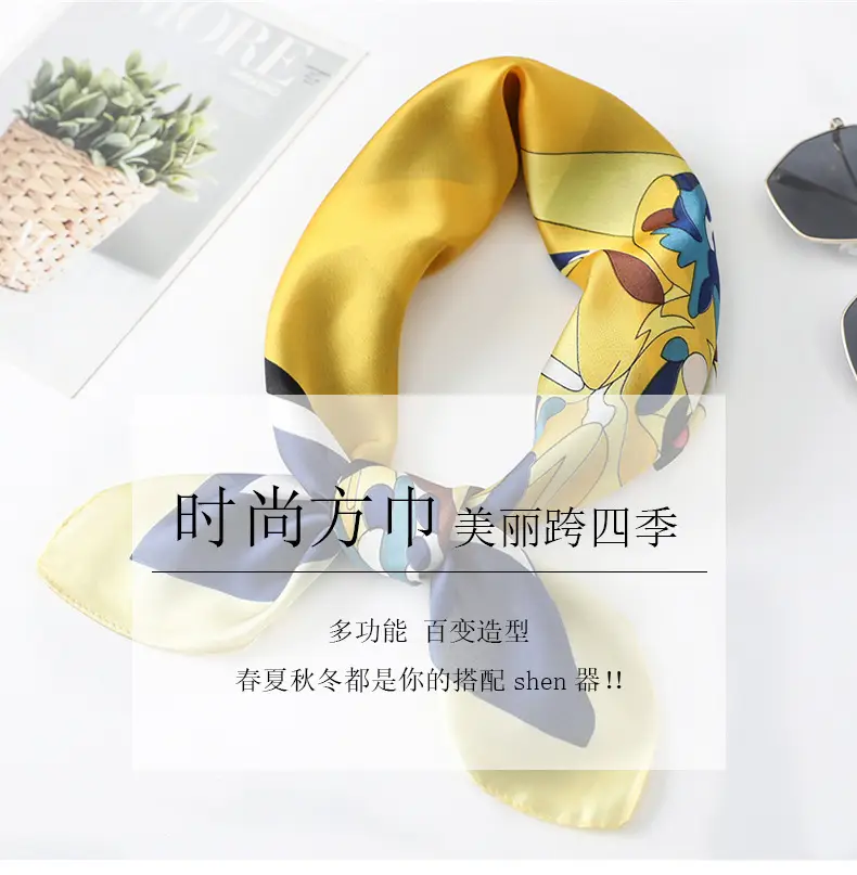 Spring Silk Scarf with Floral Print Green — feature 1