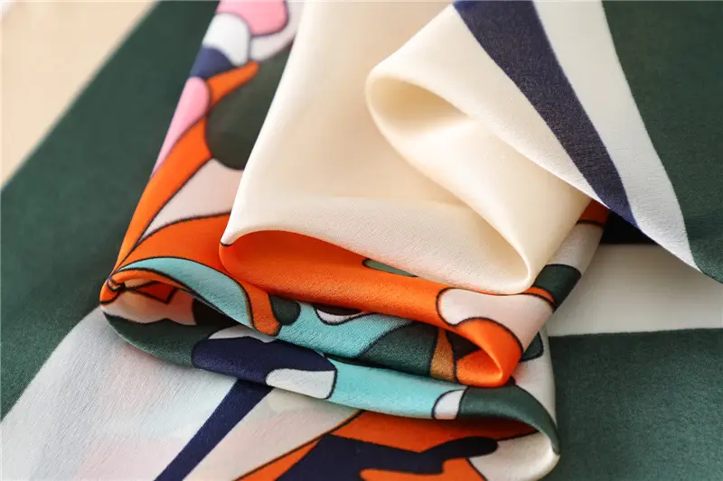 Spring Silk Scarf with Floral Print Green — feature 11