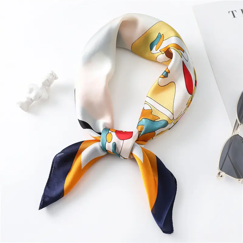 Spring Silk Scarf with Floral Print Green — feature 14