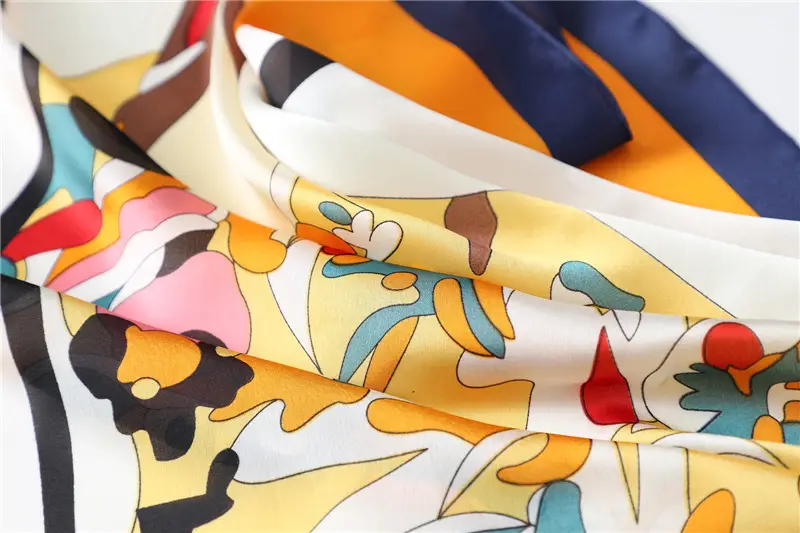 Spring Silk Scarf with Floral Print Green — feature 15
