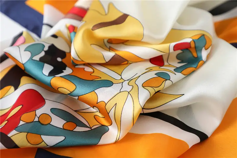 Spring Silk Scarf with Floral Print Green — feature 16