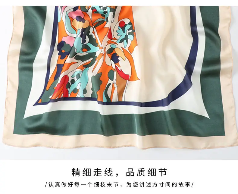 Spring Silk Scarf with Floral Print Green — feature 4