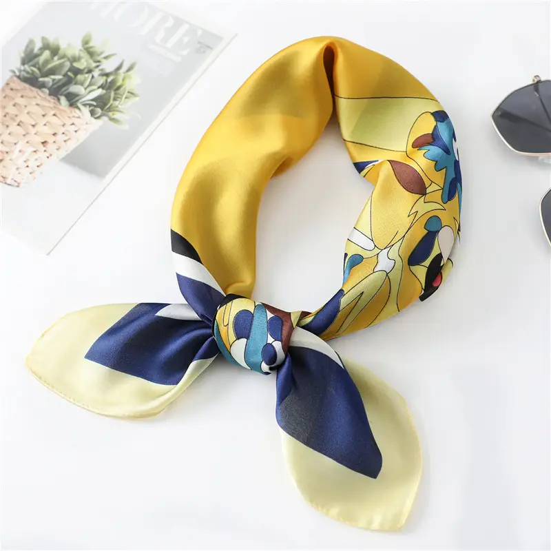 Spring Silk Scarf with Floral Print Green — feature 6