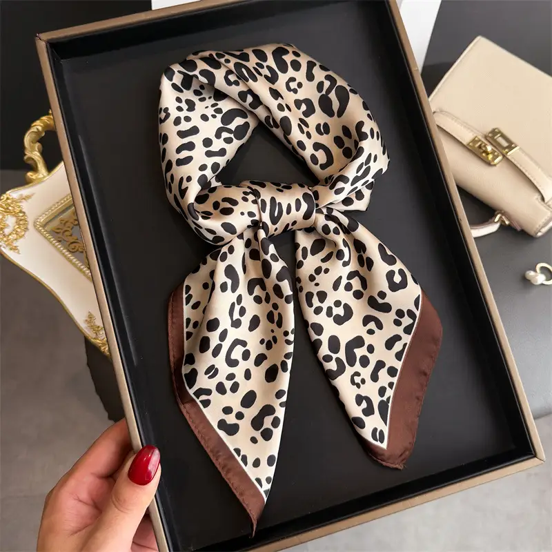 Spring Silk Scarf with Floral Print Green - Image 18
