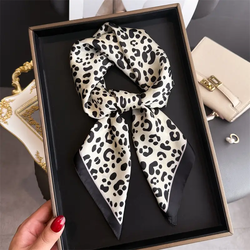 Spring Silk Scarf with Floral Print Green - Image 19