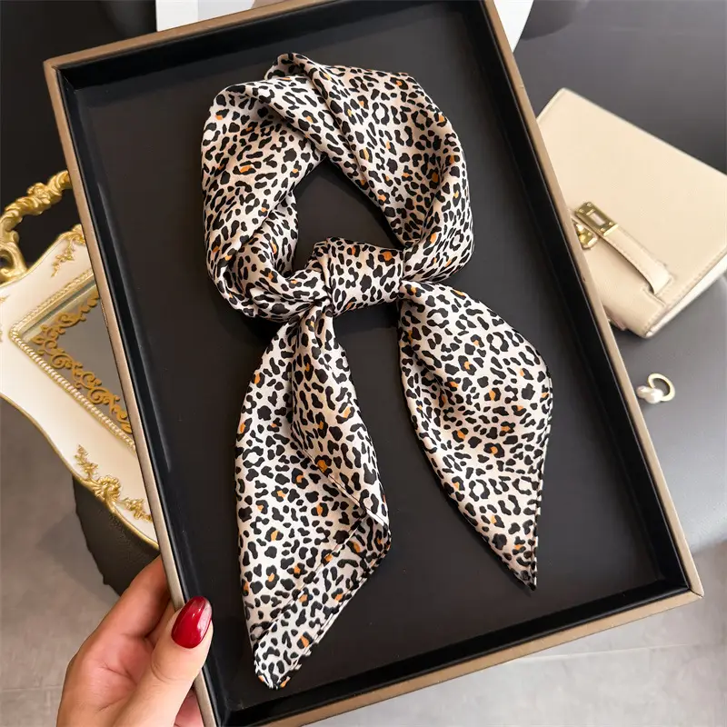 Spring Silk Scarf with Floral Print Green - Image 20