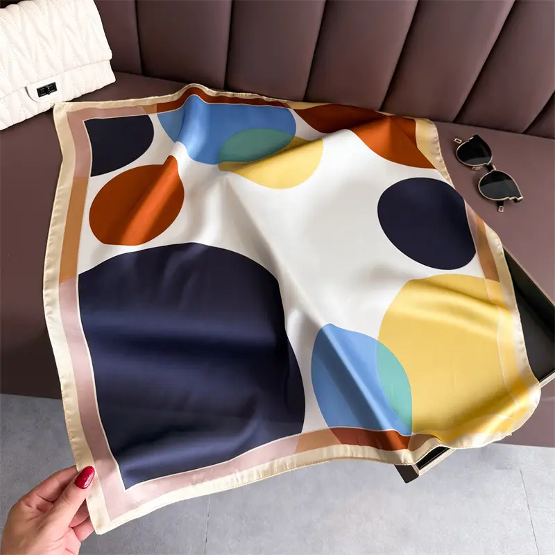 Spring Silk Scarf with Floral Print Green - Image 24