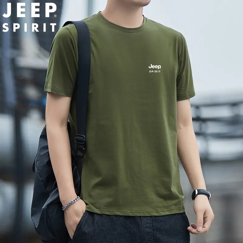 JEEP SPIRIT Men's Black T-Shirt Round Neck Short Sleeve