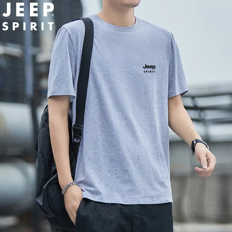 JEEP SPIRIT Men's Black T-Shirt Round Neck Short Sleeve