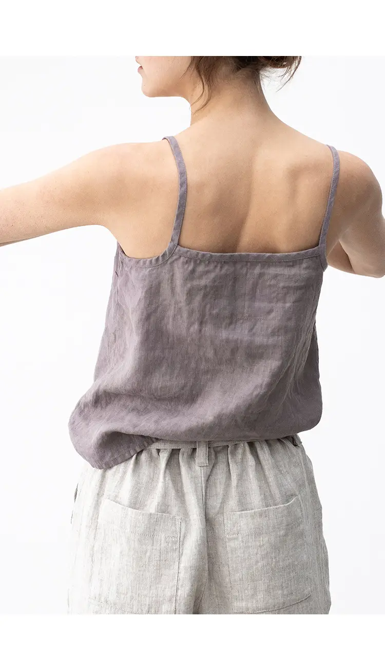 Women Cotton Linen Camisole Orange V-Neck Sleeveless — feature 16