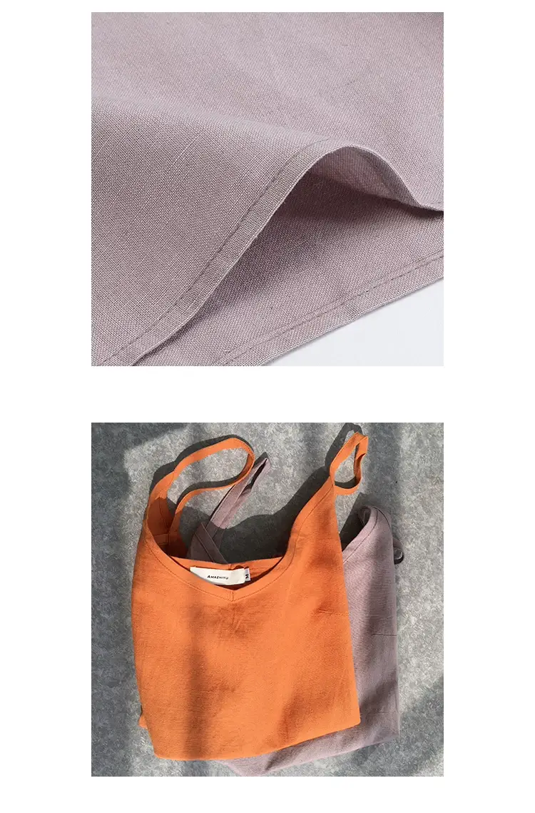 Women Cotton Linen Camisole Orange V-Neck Sleeveless — feature 21
