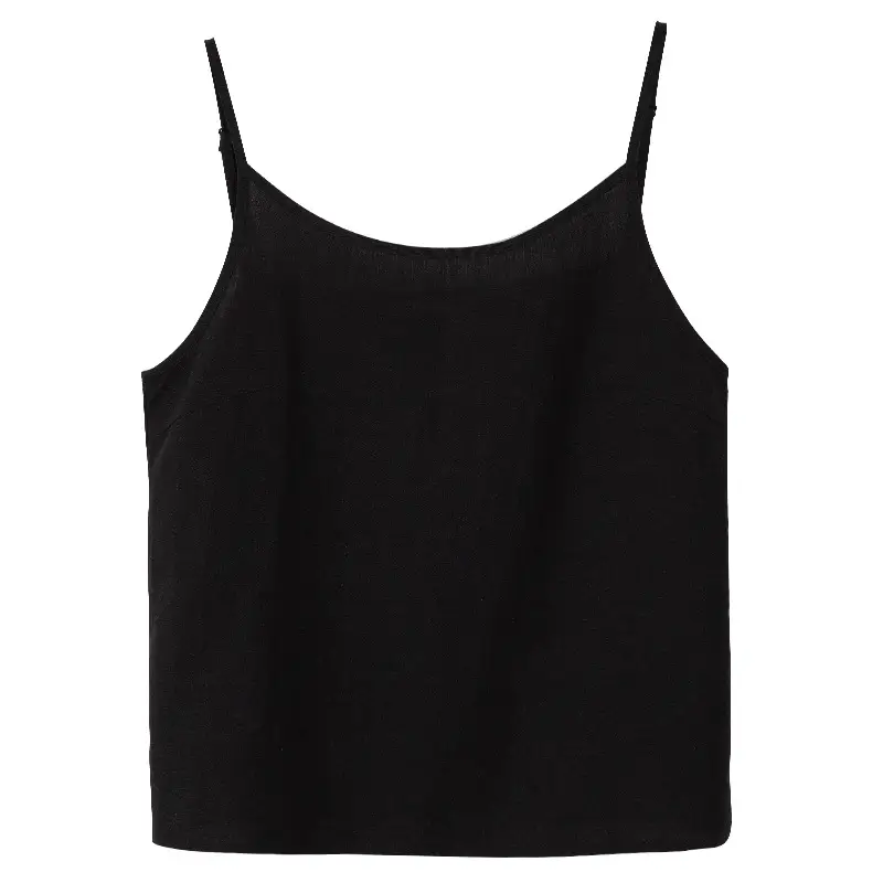 Women Cotton Linen Camisole Orange V-Neck Sleeveless