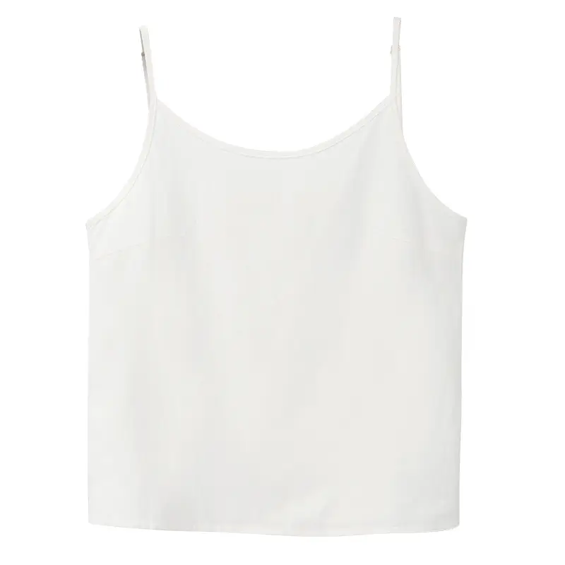 Women Cotton Linen Camisole Orange V-Neck Sleeveless