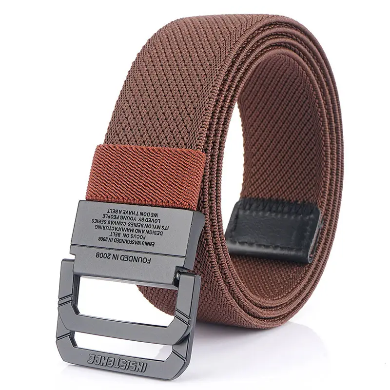 Men's Canvas Woven Belt Black Brown 120mm - Image 7