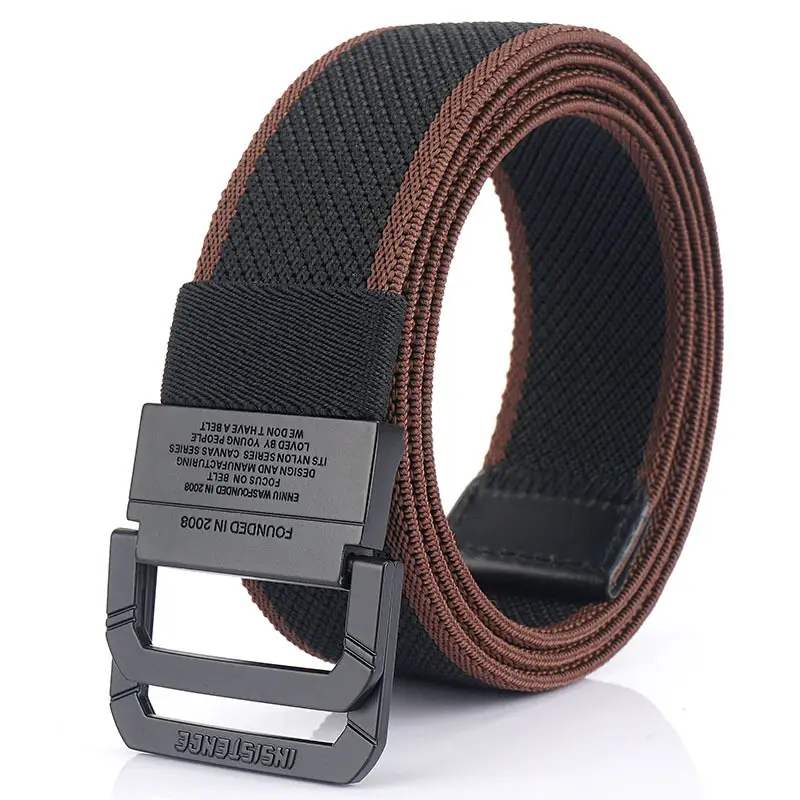 Men's Canvas Woven Belt Black Brown 120mm - Image 12