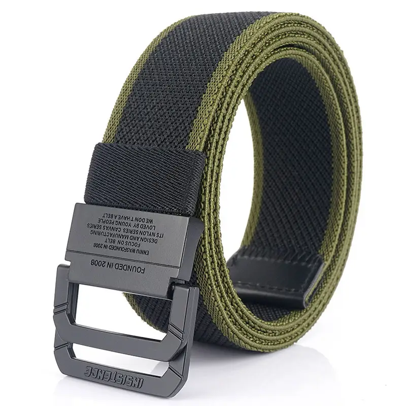 Men's Canvas Woven Belt Black Brown 120mm - Image 8