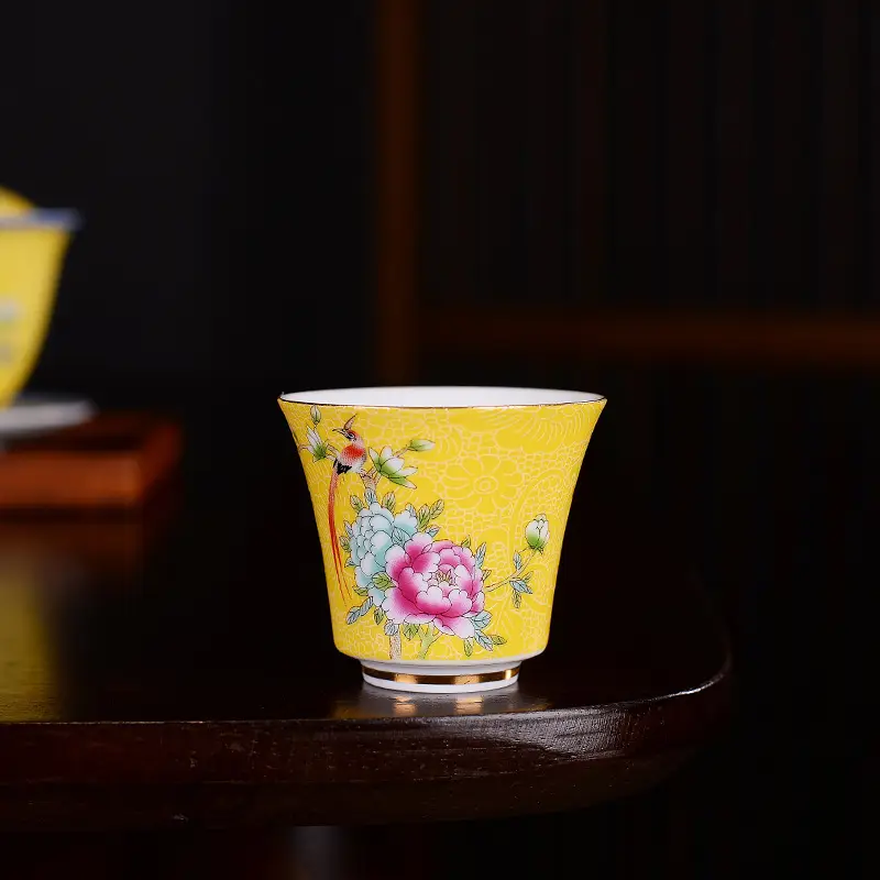 Hand-painted Ceramic Tea Cup with Floral Design - Image 3