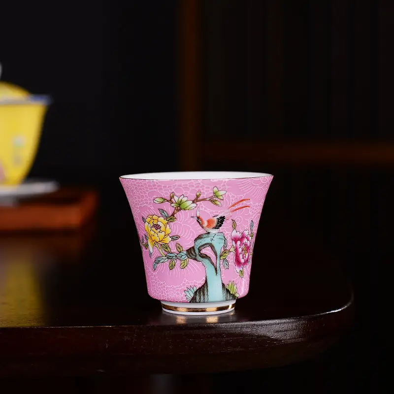 Hand-painted Ceramic Tea Cup with Floral Design - Image 5