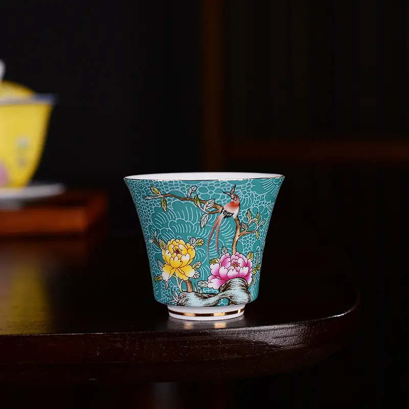 Hand-painted Ceramic Tea Cup with Floral Design - Image 8