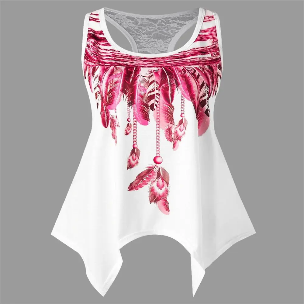 Feather Printed Sleeveless T-Shirt Set of 3 - Image 5