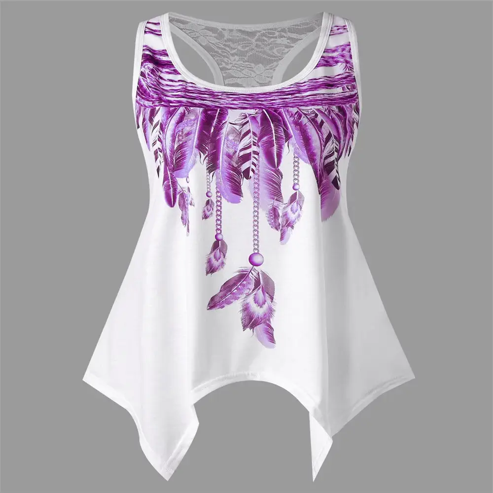 Feather Printed Sleeveless T-Shirt Set of 3 - Image 2