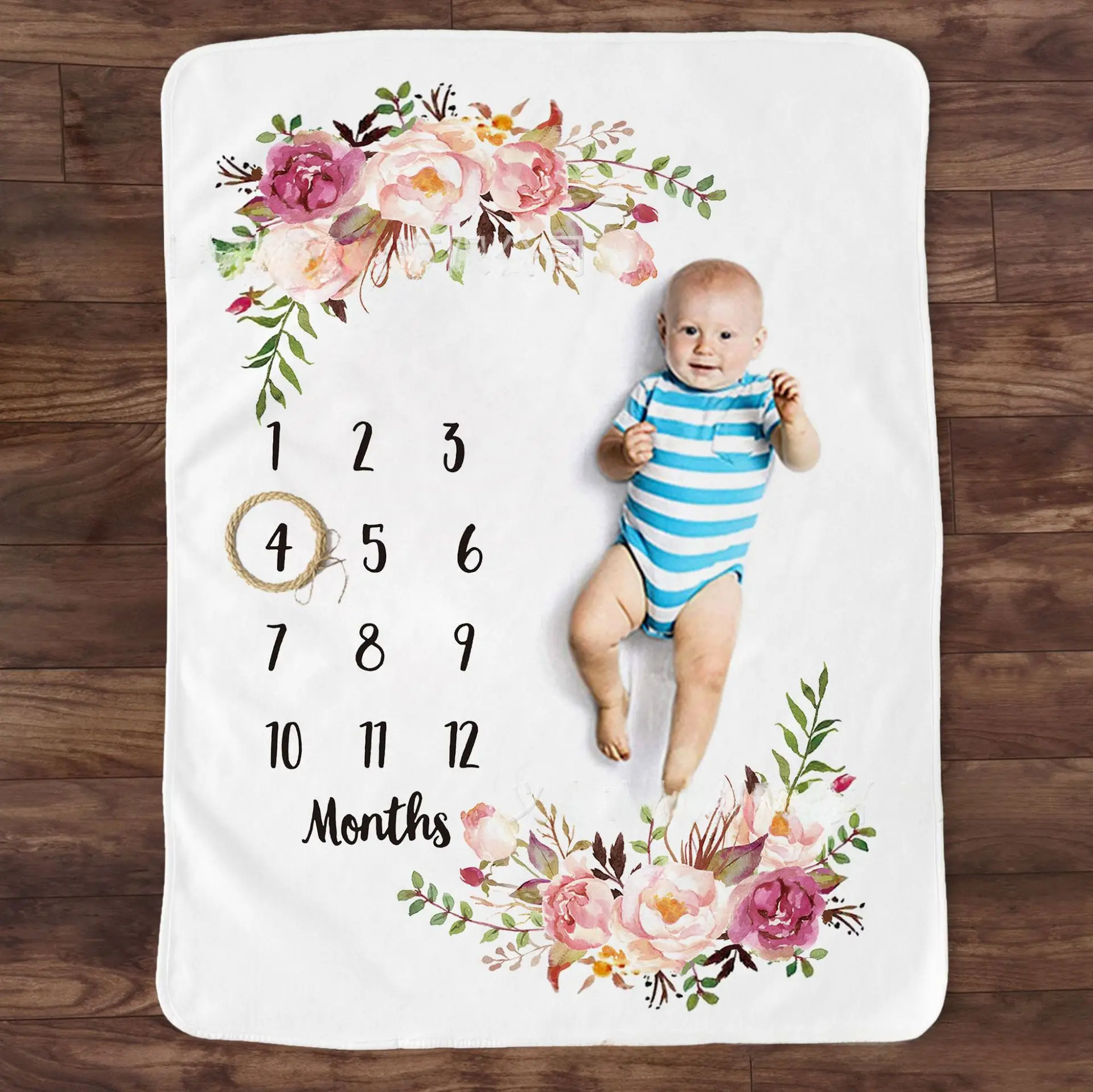 Baby Milestone Blanket with Flower Design for Kids