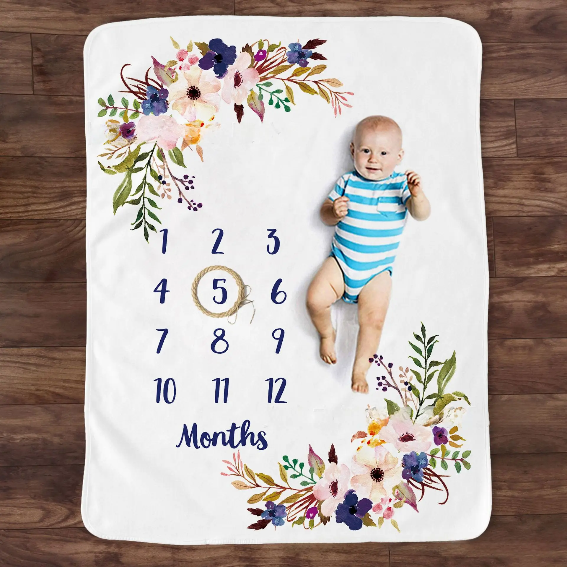 Baby Milestone Blanket with Flower Design for Kids