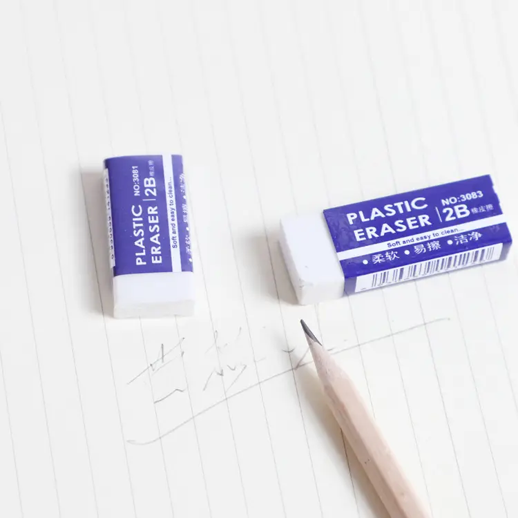 White Plastic Eraser for Kids Pencil Eraser No Drop - Image 3