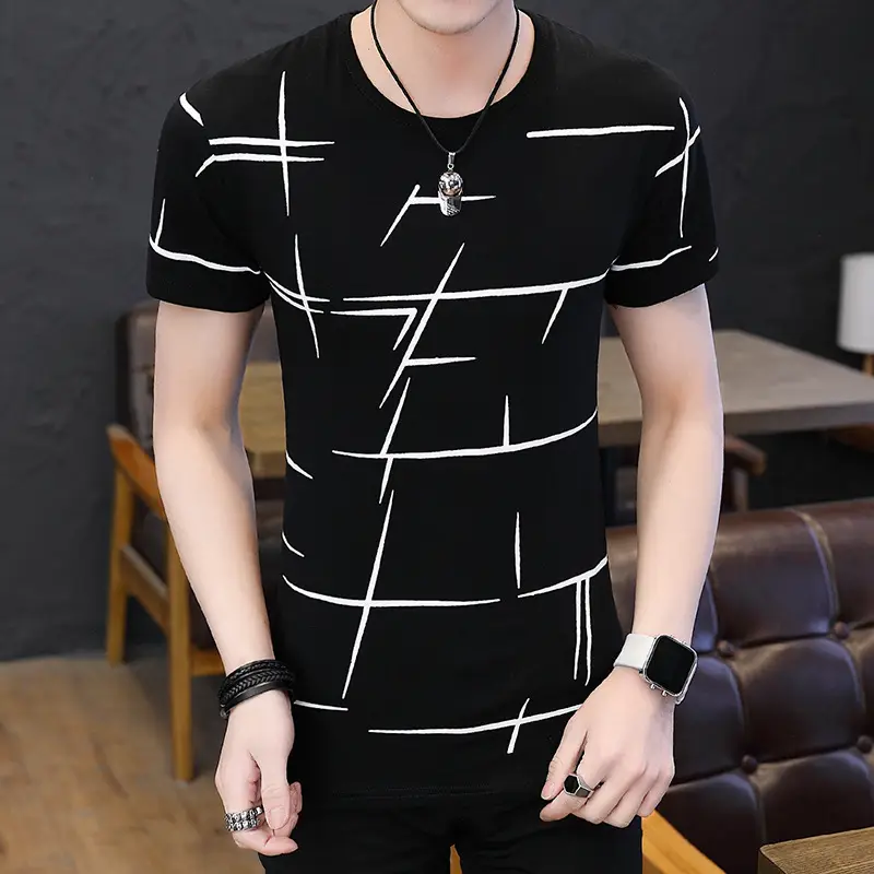 Men's White Graphic T-Shirt Short Sleeve Round Neck