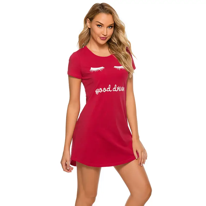 Black Printed Sleepwear Set for Women Round Neck Loose Fit