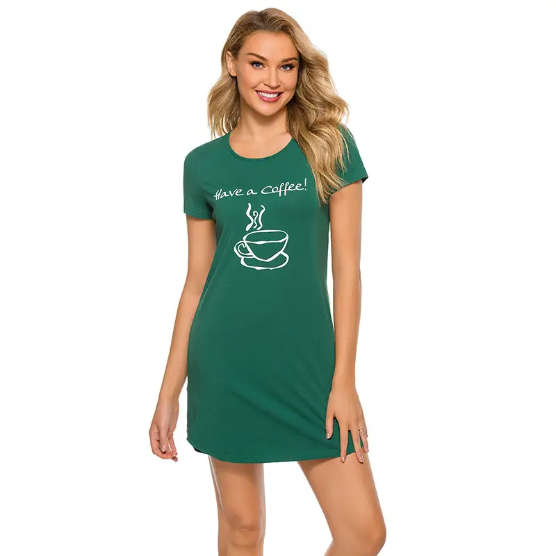 Black Printed Sleepwear Set for Women Round Neck Loose Fit