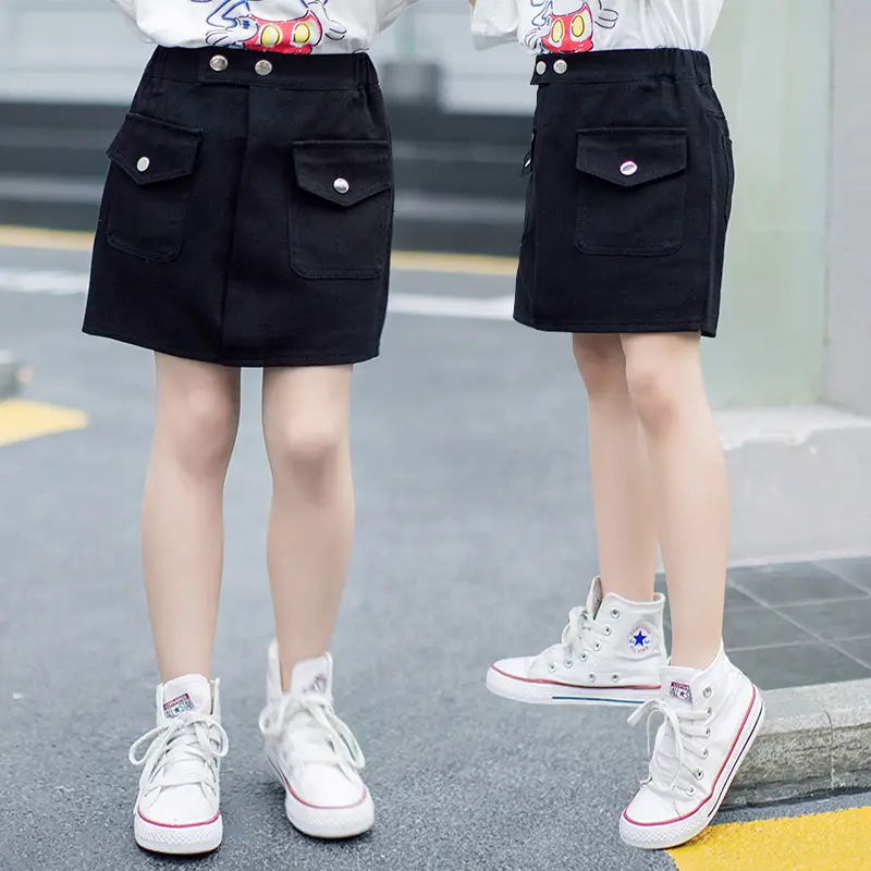 Girls' White Cotton Half-Length Skirt with Hip Hug Design - Image 3